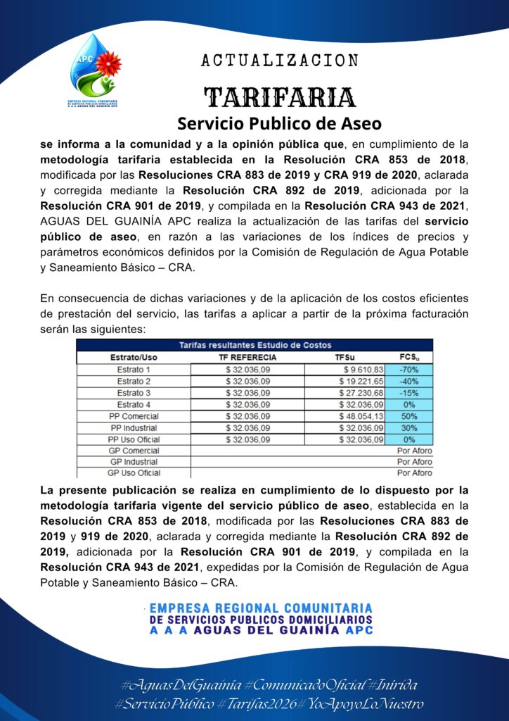 esquema tarifario apc